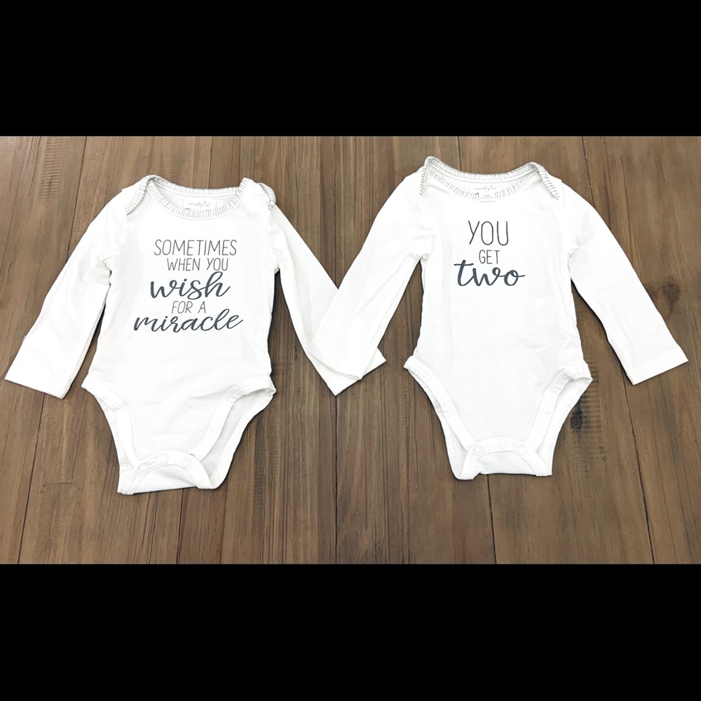 Mud Pie 0-6Month Twin Long Sleeve Onesie Set